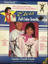 ELVIS PRESLEY VTG full color IRON-ON DESIGN TRANSFER 1990 NEW Rock n Roll Elvis