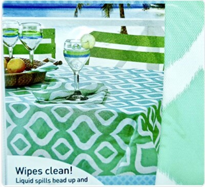 Javana Aqua Zipper Umbrella Indoor/Outdoor Tablecloth,60''x84''poly,Wipes Clean!
