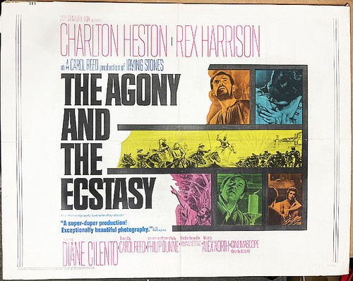 AGONY & THE ECSTASY! '65 HESTON, HARRISON ORIGINAL U.S. 1/2-SH FILM POSTER!