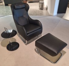 Sessel und Hocker Jolly by Wittmann Freischwinger Leder schwarz UVP 6.353,00