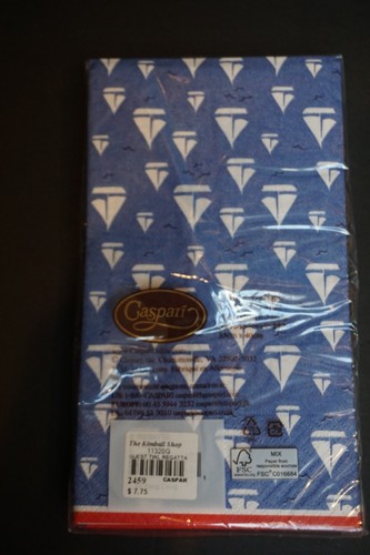 Caspari REGATTA (15) Triple Ply Napkin 33cmx40 Navy Blue, White, & Red - Picture 2 of 4