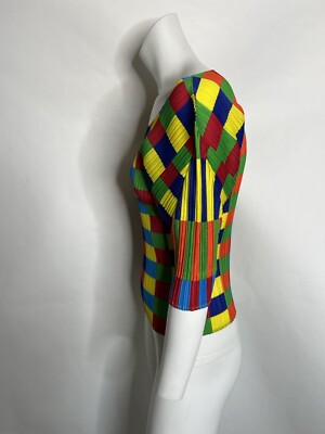 トップス pleats please ISSEY MIYAKE Vtg PLEATS PLEASE ISSEY MIYAKE C.1990s MULTICOLOR PLEATED TOP S | eBay