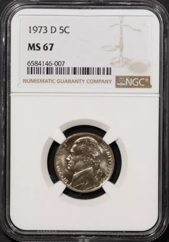 1973-D 5c Jefferson Head Nickel MS 67 NGC # 6584146-007 + Bonus 0 Finer at NGC