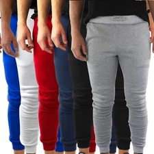 3x Mens Fleece Skinny Track Pants Jogger Gym Casual Sweat Warm - Assorted Colour