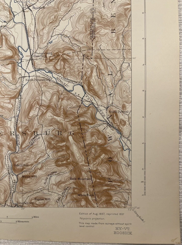 Mapa topográfico Hoosick NY VT Cambridge, Pittstown, Grafton, Petersburg, White Cr Foto 4 de 4