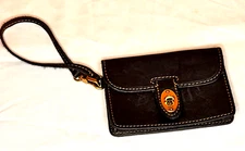 Fossil Black Leather Envelope Wristlet Turn Lock  Classic Unused Collection