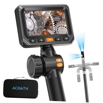 Two-Way Articulating Borescope, Endoscope Camera with Light, Dual-Lens 5FT