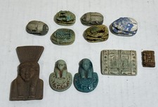Lot of 11 Vintage Ancient Egyptian Style Amulets & Figurines Scarabs