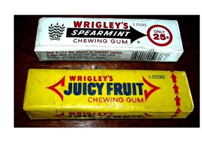 Lot of 2 Different WRIGELY'S Chewing Gum Packs Juicy Fruit Spearmint 25 Cent