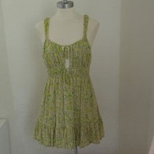 American Eagle Womens Smocked Babydoll Floral Mini Dress Sz M Milk Maid Tiered