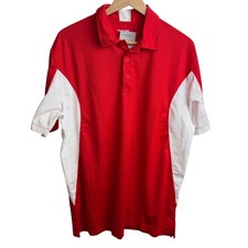Sport Tek Men Red White Colorblock Side Panel Polo Shirt L Bowling Sports Golf
