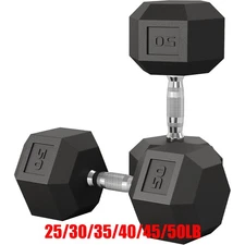25-50LB Hex Dumbbell Hand Weights Dumbbells Pair Strength Training , Set of 2