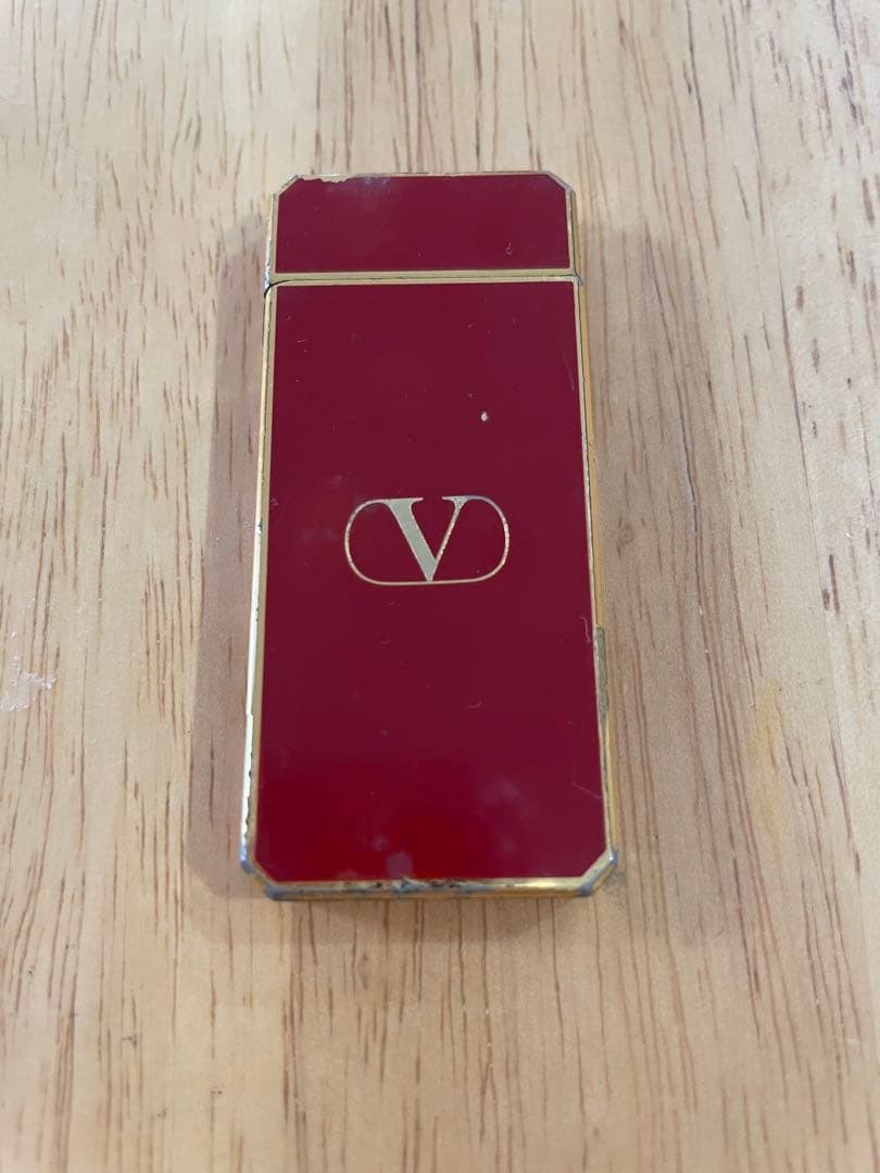 Valentino Gas Lighter Bordeaux Gold Used Women