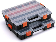 Tool Box Organizer Interlocking Black Small Parts Organizer for Fasteners and Cr