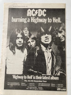 AC/DC HIGHWAY TO HELL  11'' x 16'' FULL PAGE MAGAZINE ADVERT POSTER 1979
