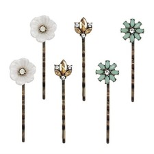6PCS/3Pairs Vintage Hair Pins for Elegant Rhinestone Hair Clips Flower Bobby ...