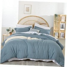 Comforter Set 7 Pieces Comforter Set Soft Fluffy Bed in a Bag Full Dusty Blue