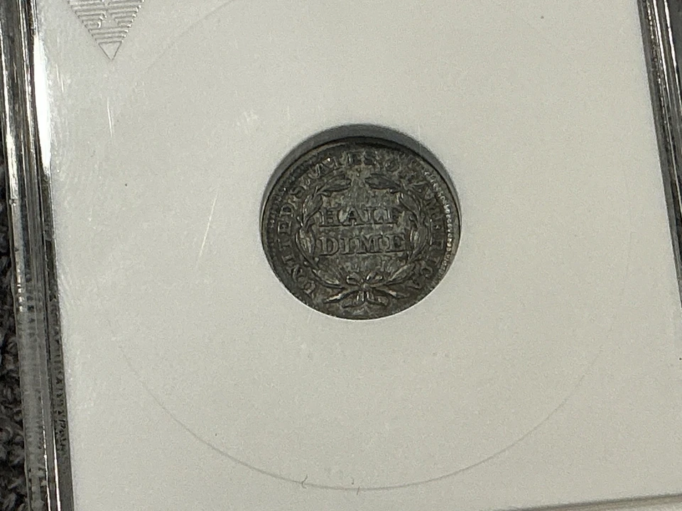 1850 ANACS AU50 Seated Liberty Half Dime - Old Soapbox Holder FREE SHIPPING - Image 3 of 4