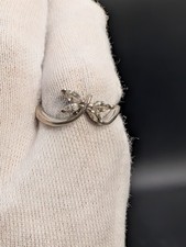 Vintage RSG Sterling Silver Dragonfly Ring Marquise Cut Clear Stones Size 7.25