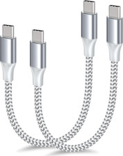 2Pack-1Ft Short Braided USB C to USB C Cable 60W Type C Fast Charging Cord 