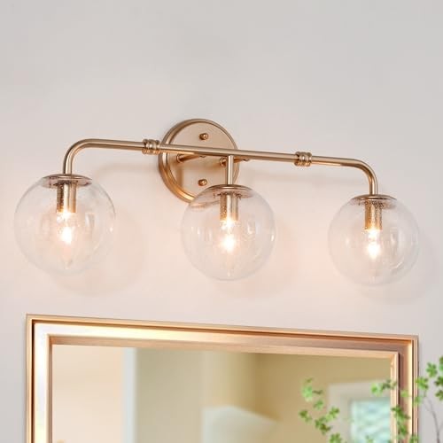 ЗОЛОТОЙ СВЕТИЛЬНИК ДЛЯ ВАННОЙ КОМНАТЫ DURENT LIGHTING, 3 СВЕТИЛЬНИКА ДЛЯ ТУАЛЕТНОГО СТОЛИКА - ЗОЛОТОЙ