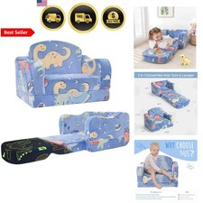 Kids Toddler Chair Couch 2-in-1 Fold Out Sofa Bed for Play Reading Relaxing