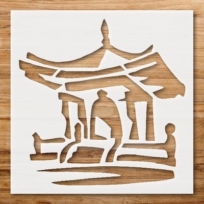 Pagoda Design Wall Art Stencil for Elegant Home Decor - StencilAir