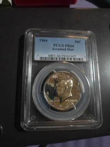 1964 Silver Proof Accented Hair Kennedy Half Dollar PCGS PR66