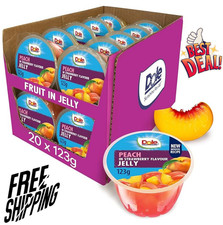 Dole Peach in Strawberry Jelly Fruit Pots 20 X 123G, Healthy Snack Made with Fre