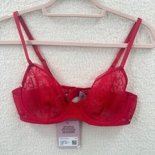 Savage X fenty Red lace Underwire Unlined Bra 34B NWT