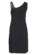 EILEEN FISHER Sheer Georgette Strap Silk Shift V-Neck Little Black Dress XS