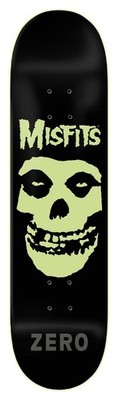 ZERO x The MISFITS Fiend Skull Glow In The Dark 8.25 Skateboard Deck