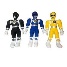 Mighty Morphin' Power Rangers Blue Black Yellow 18" Plush 1993 Vintage MMPR