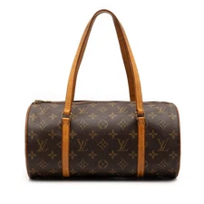 Authenticated Louis Vuitton Monogram Papillon 30 Brown Canvas Fabric Handbag