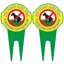 2 Pack No Poop Dog Signs - 12"x6.5" Please Small Signage, Yellow and Green