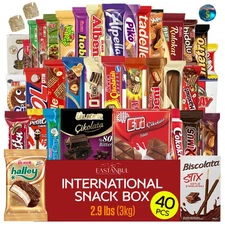 Eastanbul International Snack Box, 40 Chocolate Assortment Bars, Exotic Candy