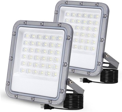 50W LED Flood Light Outdoor, IP66 Waterproof, 6500K Daylight White, 5500LM, 2Pcs