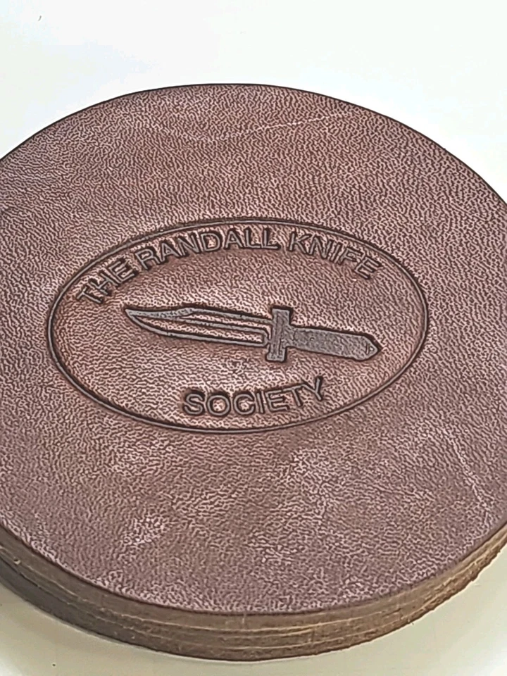 Juego de 4 posavasos The Randall Knife Society hechos con funda de cuchillo Randall Lthr Foto 4 de 4