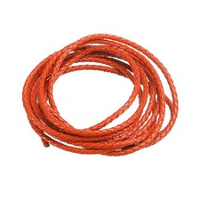 2.19 Yards 3mm Dia Leather Cord Braided String for DIY Crafts, Orange