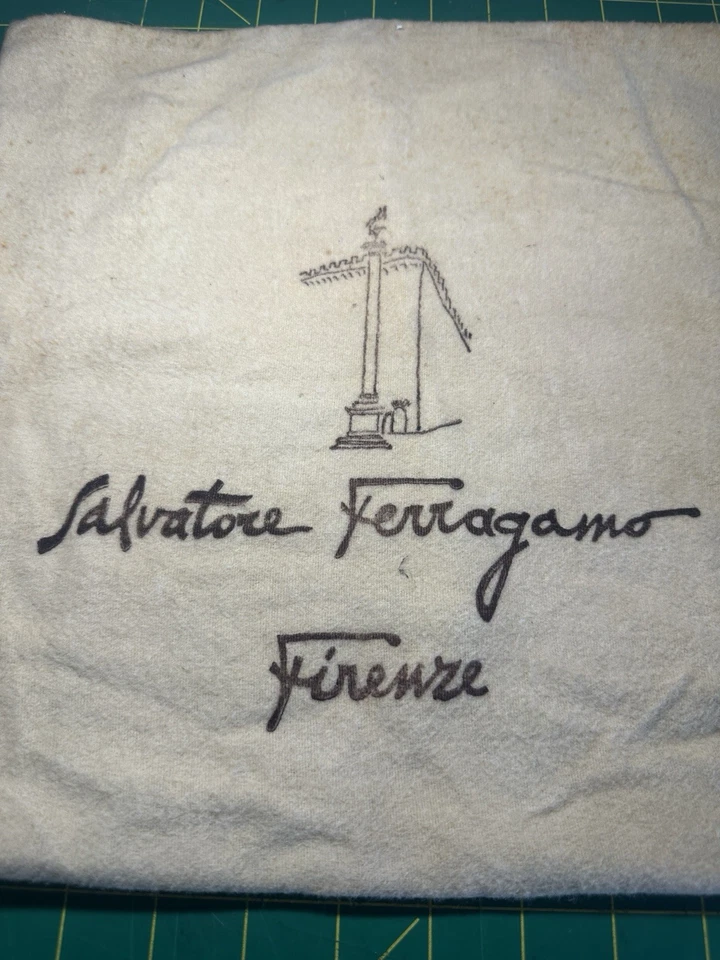 Vintage Salvatore Ferragamo Shoe Bag Firenze Cotton Felt LOGO 13x13" - Image 2 of 4