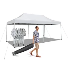 10x20FT Patio Pop-Up Canopy Tent UPF 50+ Instant Sun Shelter Folding White