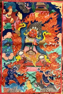 tibetan buddhist thanka, thangka painting, hand painted on cloth 29x19"