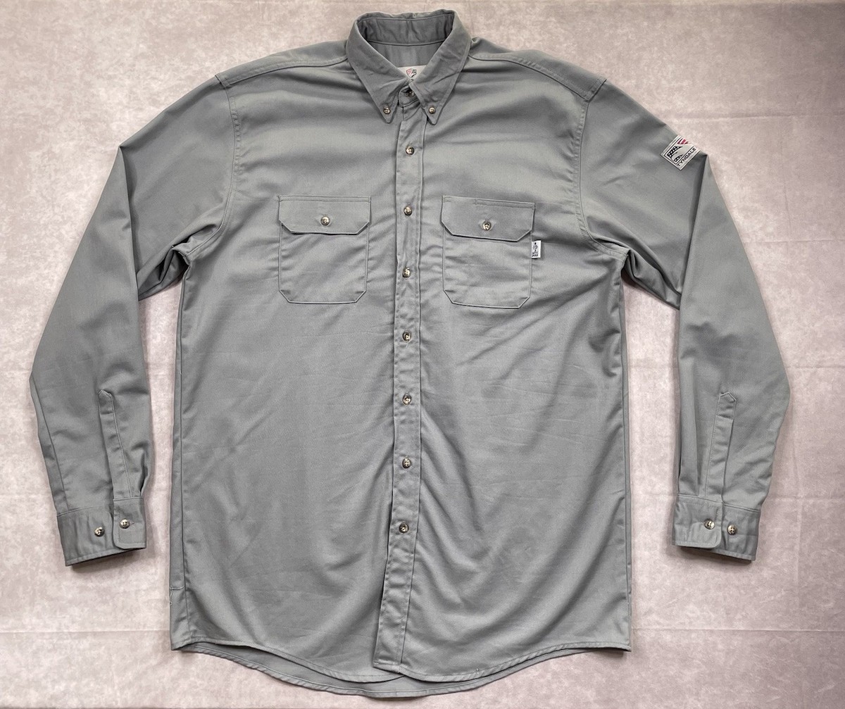 Tyndale FR Shirt Mens XL Long Gray Button Down Arc Rated Flame Resistant  Work
