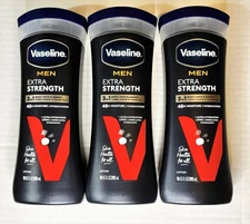 Vaseline Men Extra Strength Non Greasy Face and Body Lotion, 10 fl oz Lot Of 3