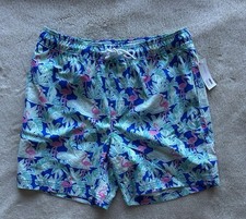 Member's Mark Men's Resort Swim Trunk M Blue Flamingo Print