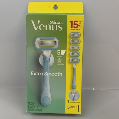 Gillette Venus Extra Smooth Women's Razor with 5 Cartridges + Shower Holder