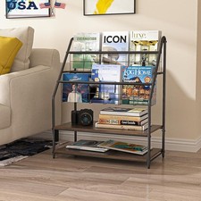 Metal Wood Book Magazine Organizer Storage Rack Display Shelf Home Office New