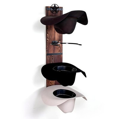 FreshDecor Cowboy Hat Rack for Wall | Western Hat Hanger | Rustic Wood and Me...