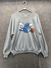 Vintage Charlotte Hornets Sweatshirt Mens Large Gray NBA Basketball Trench 90s