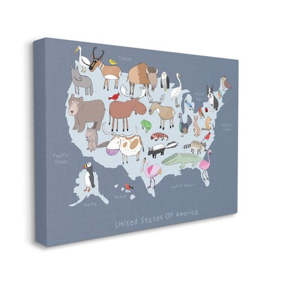 United States Map with Playful Animal Illustrations, Designed by Carla Daly C...